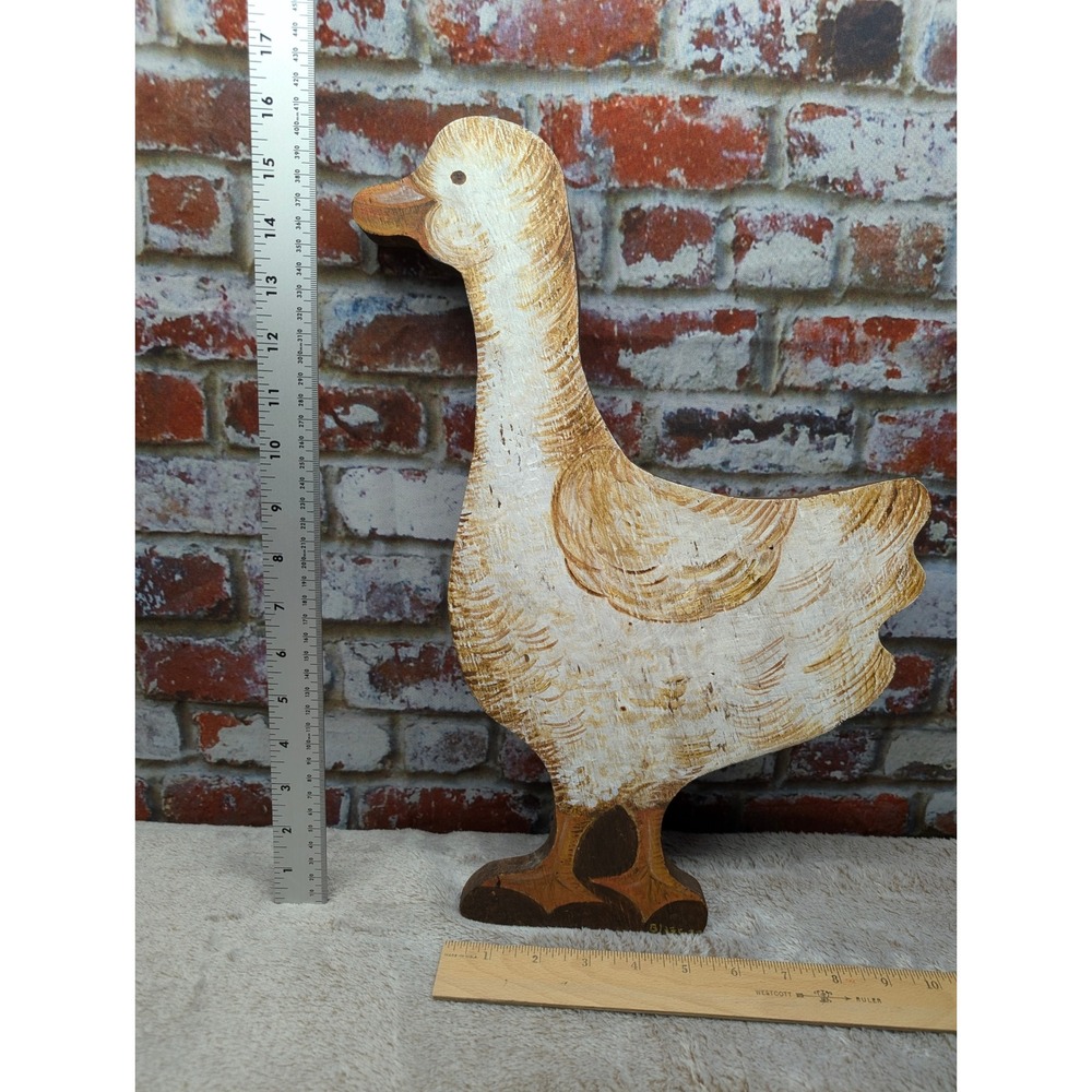 Vintage Handmade Wood Duck Goose Folk Art Wall Hanging Painted Cottagecore Decor